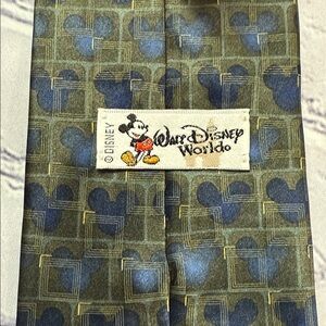 Vintage Disney Green and Blue Mickey Mouse Patterned 100% Silk Tie